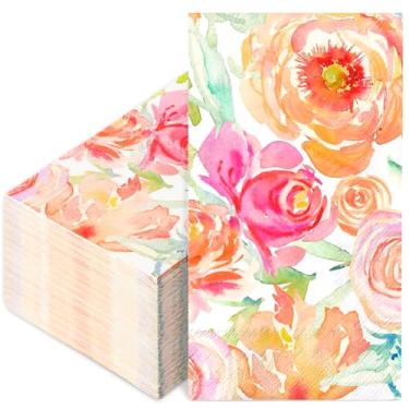 Imagem de FYSUIMU 100 pçs guardanapo floral para convidados aquarela flor papel guardanapo descartável jantar toalha de mão guardanapo para casa cozinha banheiro artigos de festa