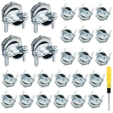 Imagem de Kyuionty 25 peças de conectores de cabo tipo braçadeira de 1/2 polegada, acessórios de conector de cabo de grampo de zinco para cabos de proteção de conduíte metálico