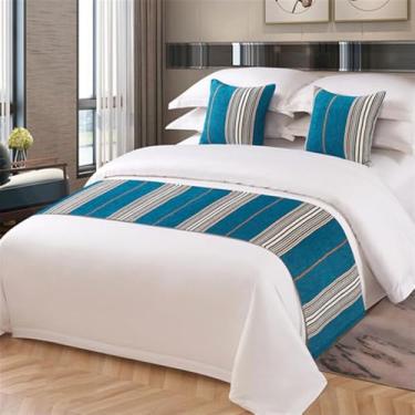 Imagem de Tapete de cama moderno que não desbota lenço de cama de hotel moderno colorido listras decoração de cama protetor de cama macio sem desbotamento toalha de cama para cama de casal queen king size -