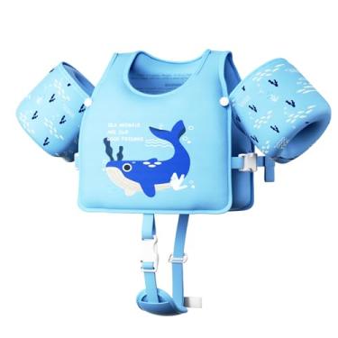 Imagem de Colete de natação para crianças, adequado para crianças de 9 a 29,9 kg, colete de natação para crianças que aprendem a nadar, suéter infantil com alça ajustável, boias de braço para bebês meninos e
