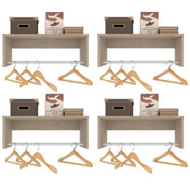 Imagem de Kit 4 Nichos Cabideiros Suspensos Berlim Carvalho Castanho - Lumil Móveis