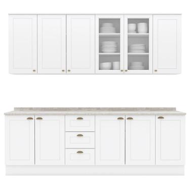 Imagem de Cozinha Modulada 9 Pecas 240 Cm Ce856 Americana Henn Branco Calcare