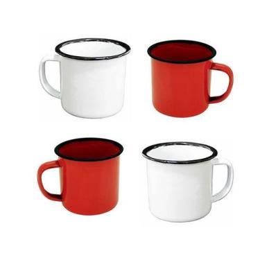 Imagem de Jogo c/ 4 caneca esmaltada diversas cores café roça fazenda - Fratelli