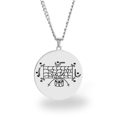 Imagem de Colar Vevê Vodu – Pingente com Símbolos dos Lwas em Aço Inoxidável (Prata, Ouro ou Preto) • Amuleto Espiritual Afro-Caribenho de Proteção, Magia e Fé (Kouzen Azaka, Prata)