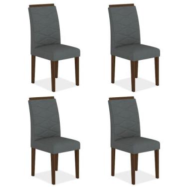 Imagem de Kit 4 Cadeiras Estofadas Everest Comfort Imbuia/suede Cinza - Ma - A M