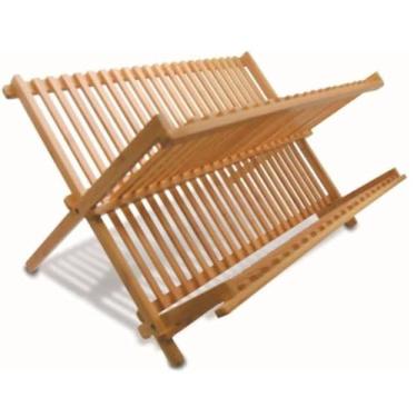 Imagem de Escorredor de Pratos Dobrável em Bambu, Organizador de Louça para Cozinha