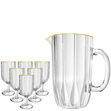 Imagem de Conjunto 7 peças 1 Jarra 1,3L com 6 Taças 330ml Vidro Refinado L'Hemit