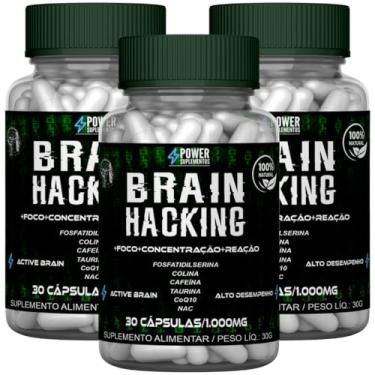 Imagem de 3x Suplemento Alimentar Nootrópico Brain Hacking - Cerebral Memória Foco Estudo e Trabalho