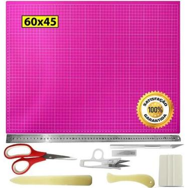 Imagem de Base Corte 60 Régua Inox 60cm Tesoura Estilete Dobradeira Rs - De Acor