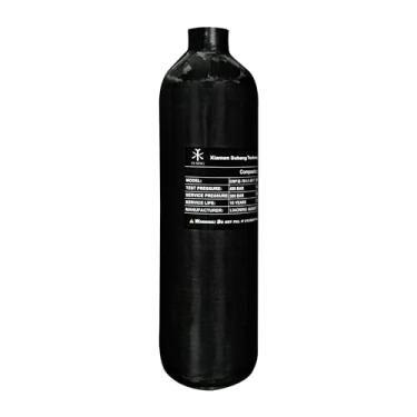 Imagem de TUXING Tanque de ar de fibra de carbono 4500Psi 1,1L 67Cu em garrafa HPA 1100cc pcp, cilindro de gás, caça de paintball para arma de rifle de ar PCP Daystate e rosca FX M18 * 1,5 (tanque de 1,1 L pcp)