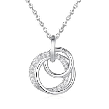 Imagem de Kaletine Colar com pingente de coração Mother Love em prata esterlina 925 Family Always CZ 16-43-45,7 cm joia feminina, Middle, Prata, Zircônia cúbica