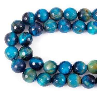Imagem de Spritewelry 1 fio contas de olho de tigre natural 8 mm contas de pedra preciosa lisa facetada azul Rondelle solta polida conta de chacra para fabricação de joias cerca de 47 peças