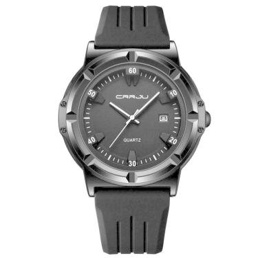 Imagem de Relógio Masculino Casual De Quartzo Analógico Pulseira De Silicone à Prova D`água Prata