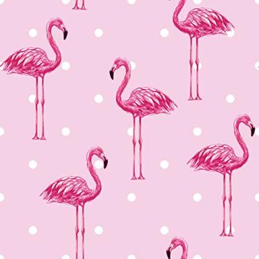 Imagem de Papel De Parede Adesivo Rosa Lavável Flamingo Menina 10m