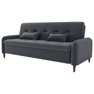 Imagem de Sofa Cama 2 Lugares 206cm Donna Veludo E425 Cinza Milani Store
