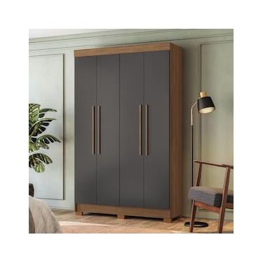 Imagem de Guarda-Roupa Solteiro Santos Andirá Sarandi com 4 Portas, 2 Gavetas e 4 Prateleiras - 130cm de largura