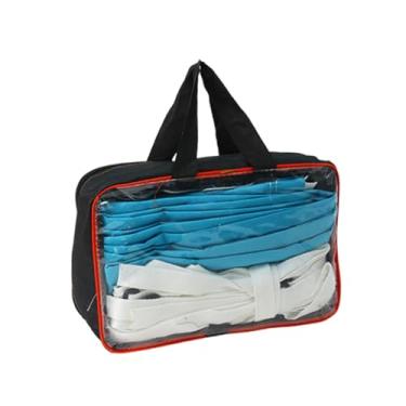 Imagem de menolana Rede de vôlei de piscina com bolsa de transporte, rede de treinamento de vôlei resistente de substituição para Park Lawn Beach, Azul Claro