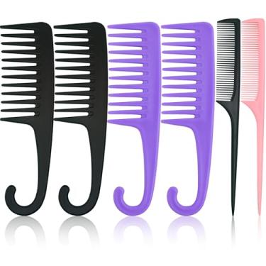 Imagem de 2PCS Large Wide Tooth Comb, Shower Combs with Hook for Wet Curly Hair, Premium Big Hair Brush Combs to Detangle Curls, Conair Women Detangler Comb for Detangling Wigs, Styling Dry Thick Long Cabello