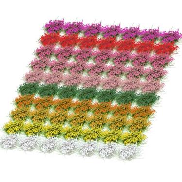 Imagem de 70 peças de conjunto de flores em miniatura para artesanato faça você mesmo colorido, suprimentos de base de diorama de grama estática, para trem, paisagem, ferrovia, jardim, areia, militar, layout