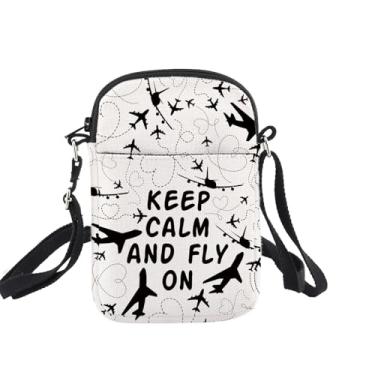 Imagem de Bolsa tiracolo Pilot Lover Gifts Aviation Pilot Gifts Plane Gift Keep Calm And Fly On Airplane Shoulder Bag