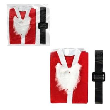 Imagem de Fantasia de Papai Noel Tradicional, Casaco Vermelho com Detalhes em Pelúcia Branca, Cinto Preto, Conjunto Natalino