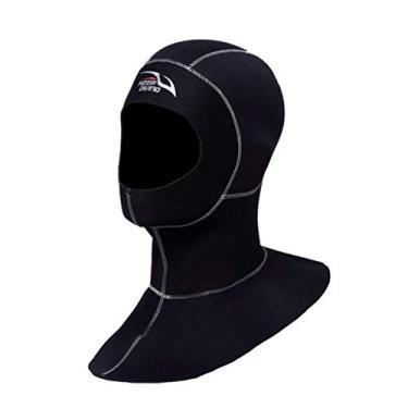 Imagem de Aymzbd Wetsuit Scuba Hood Neoprene Dive 4 Tamanhos Chapéu de Mergulho Boné Subaquático Cabeça Preto, Costura Branca L