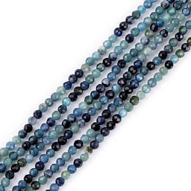 Imagem de GEM-Inside Grade AA Azul 2 mm Pedra Turmalina Natural Quartzo Facetado Redondo Pequeno Espaçador Contas para Fazer Joias Pulseira Brincos Berloques Fio Completo 38 cm