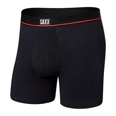 Imagem de SAXX Underwear Co. Cueca boxer masculina de algodão elástico sem parar com suporte embutido, Preto, XGG