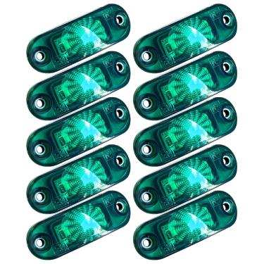 Imagem de Kit 10 Lanterna Delimitadora Verde Led 12v 24v Caminhão Baú