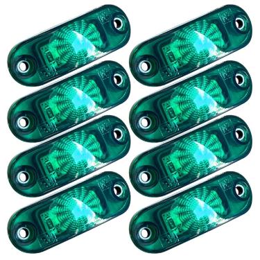 Imagem de Kit 8 Lanterna Delimitadora Verde Led 12v 24v Caminhão Baú