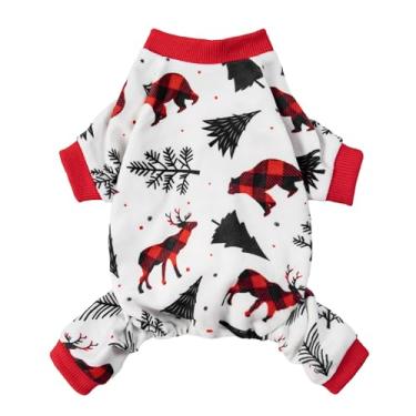 Imagem de Fitwarm Pijama de Natal para cães de rena, roupas de inverno para cães pequenos, meninos e meninas, macacão de lã para cães com pés, roupa para animais de estimação, preto, branco, vermelho, médio