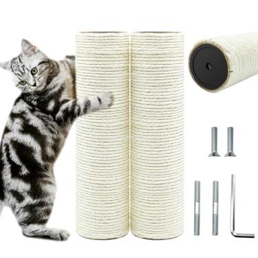 Imagem de Poste de substituição para árvore de gato, pacote com 2 postes de substituição de 25 cm com parafusos M8, peças de torre de gato de sisal natural para reparo e reconstrução de árvore de gato