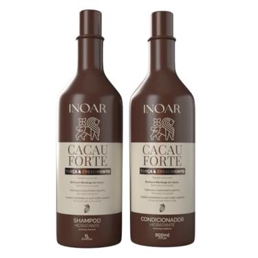 Imagem de Inoar, Cacau Forte, Kit Shampoo 1L + Condicionador 800ml, Crescimento Saudável e Hidratação Intensa, Biotina e Manteiga de Cacau, Para Cabelos Enfraquecidos e Quebradiços