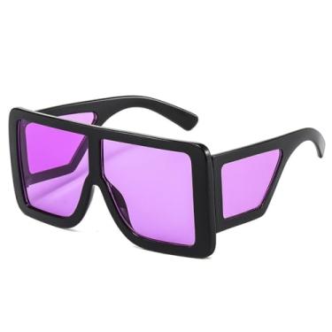 Imagem de Óculos de sol Goggle Femininos Óculos grandes Moda Rosa Cinza Óculos de sol Masculino Retro Óculos UV400,C6Preto,Roxo,Tamanho único
