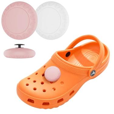 Imagem de [Pacote com 2] Suporte de sapato impermeável para Airtag, capa de silicone para crianças pequenas, pingentes de sapatos ocultos resistentes ao desgaste para etiquetas de ar (branco, rosa)