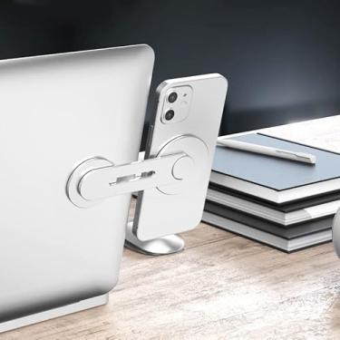 Imagem de Suporte magnético para laptop – adaptador de câmera de continuidade compatível com MagSafe para iOS 16 e macOS Ventura, suporte fino para laptop, expansão, monitor de suporte para smartphone (prata)