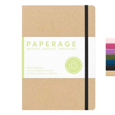 Imagem de PAPERAGE Caderno de diário em branco reciclado, (Kraft), 160 páginas, médio 14,2 cm x 20,3 cm - Papel grosso de 100 g/m2 – Caderno de diário de capa dura para trabalho, escola, anotações ou esboços