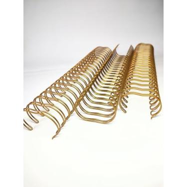 Imagem de Wire-o Para Encadernação 2x1 A4 7/8 para 180fls Agendas Planners Caderneta de Saúde Cadernos Livro do Bebe Com 10 Unidades 23 Anéis (Dourado)