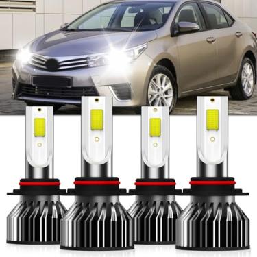 Imagem de XG Glitter Luzes adequadas para Toyota Corolla 2001 2002 2003 2004 2005 2006 2007 2008 2009 2010 2011 2012 2013 e 1993-1997, 9005 farol alto 9005 6 Faróis baixos, Luz branca de alta potência 6500K