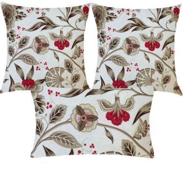 Imagem de Kit 3 Almofadas Composê Paradise Floral Marsala Impermeável - Sua Casa