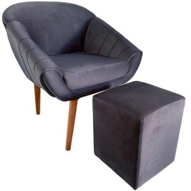 Imagem de Kit Poltrona Giovana Puff Quadrado e Almofadas em Sued Premium - Sua C