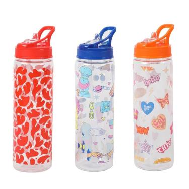 Imagem de Garrafa Squeeze Cazza Funny com Bico e Canudo 670ml - Item Variado