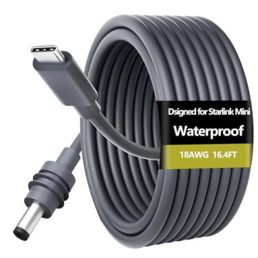 Imagem de Rockbamb Para Starlink Mini Cabo 16,4 Pés/5 M Direto Usb-C, De Alimentação Usb-C Cc 100 W 18 Awg, À Prova D'Água Ambientes Externos, Compatível Com Fonte 60 W+ - Cinza