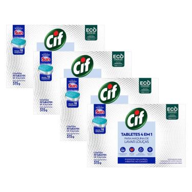 Imagem de Kit 4 Tabletes 4 em 1 Cif para Máquina de Lavar Louças 315g cada