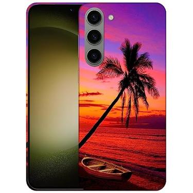 Imagem de SM CASES Capa para Samsung Galaxy S24 Plus 5G - Tropical Sunset Beach Design impresso 3D Capa de plástico rígido compatível com Samsung Galaxy S24+