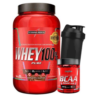 Imagem de Whey Protein Concentrado 100% BCAA Shaker IntegralMedica-Unissex