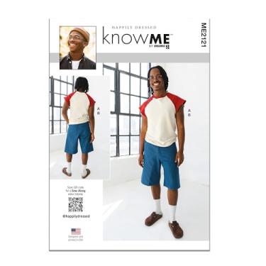 Imagem de Know Me ME2121BB Camiseta masculina manga raglan e shorts na altura do joelho pacote padrão de costura por Happily Dressed, código de design ME2121, tamanhos 44-46-48-50-52
