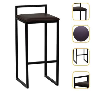 Imagem de Banqueta Alta Quadrada Para Cozinha Espaço Gourmet Bar Balcão Bancada 
