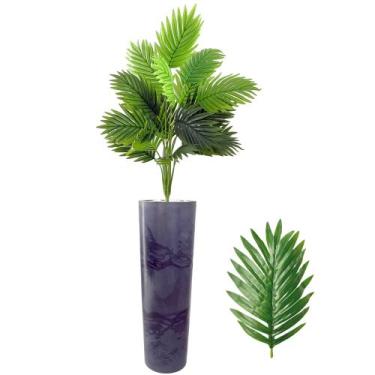 Imagem de Planta Artificial Palmeira + Vaso Moderno Pedra Decoração - FlorImp