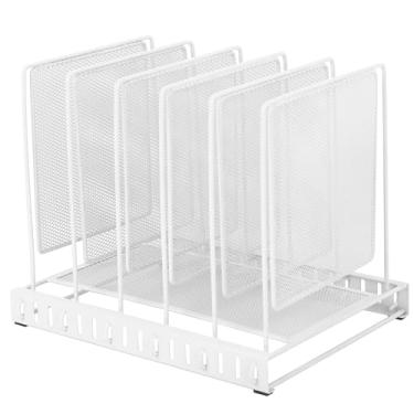 Imagem de EASEPRES Organizador de arquivos de mesa vertical de malha de metal com 5 seções, espaçamento vertical ajustável de papel para correio e documentos, porta-pastas para espaço de trabalho, escritório